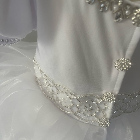 White girls couture christening flower girl semi glitz natural pageant dress - Picture 5 of 7